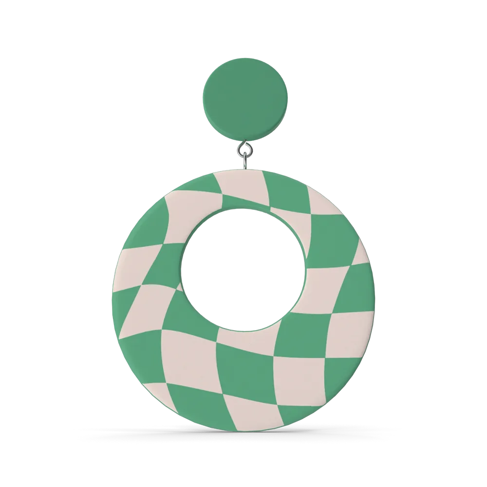 Boucles d'oreilles anneau damier
