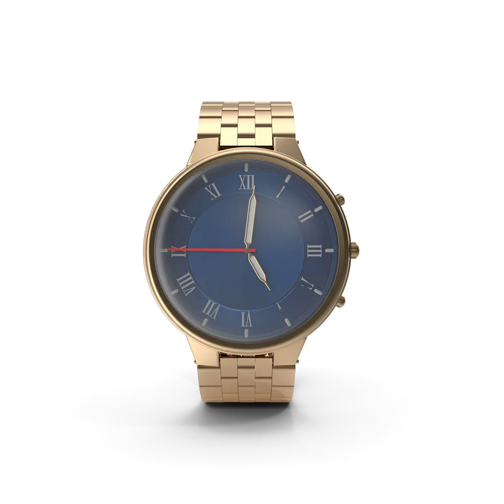 Montre dorée cadran bleu