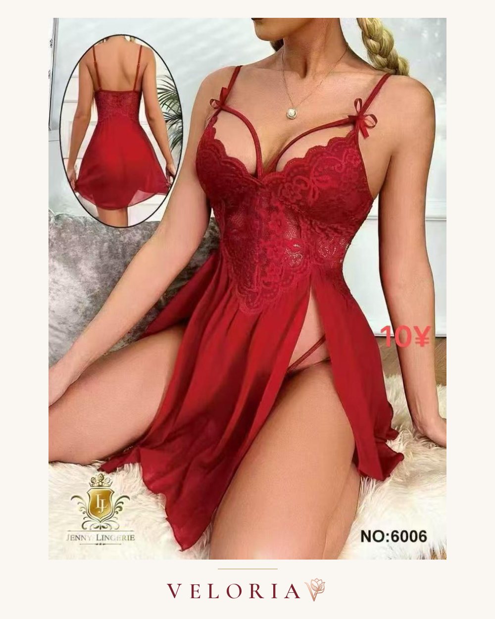 Nuisette dentelle fendue