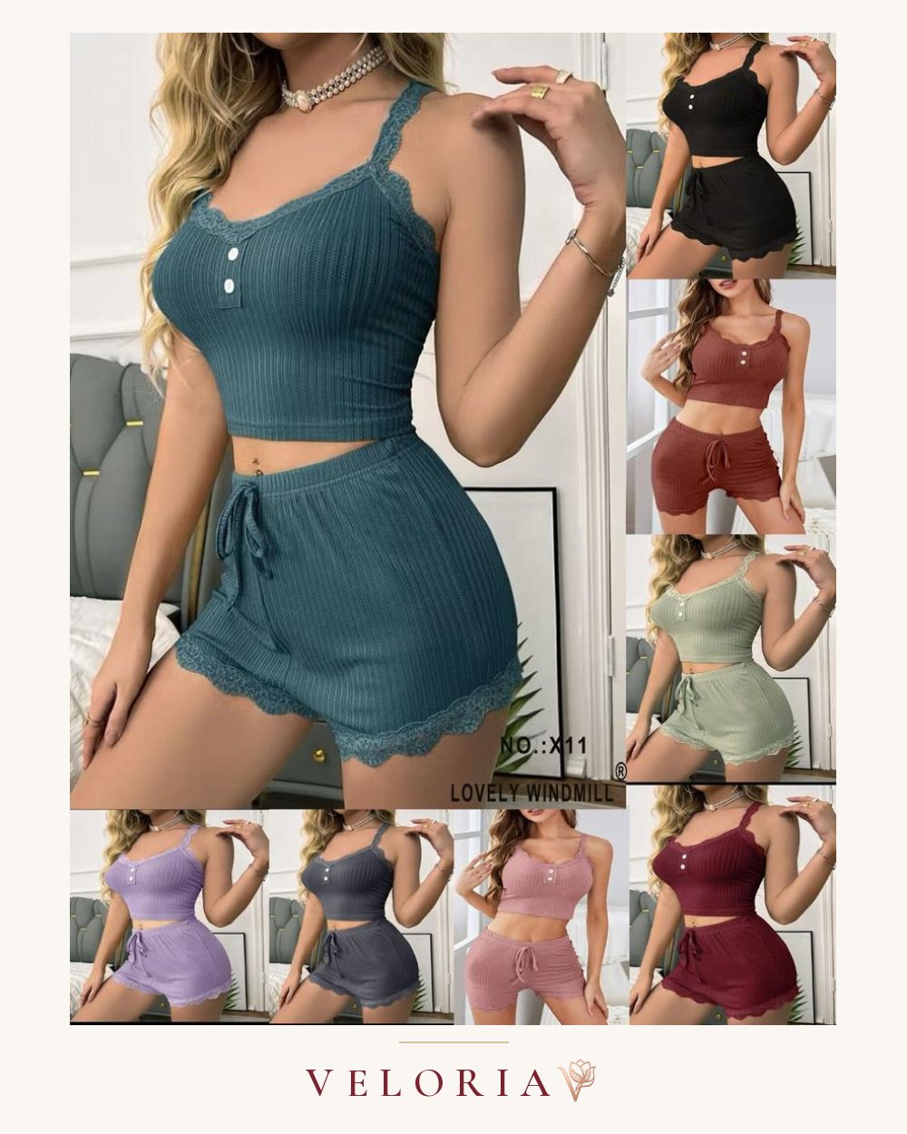 Pyjama débardeur et short côtelé
