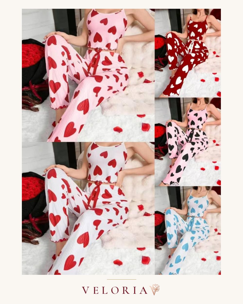 Pyjama long imprimé cœurs