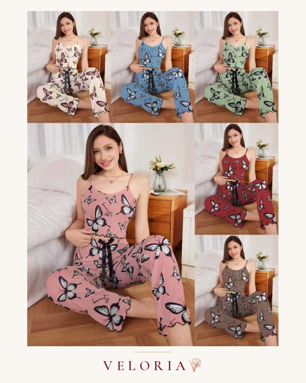 Pyjama long imprimé papillons