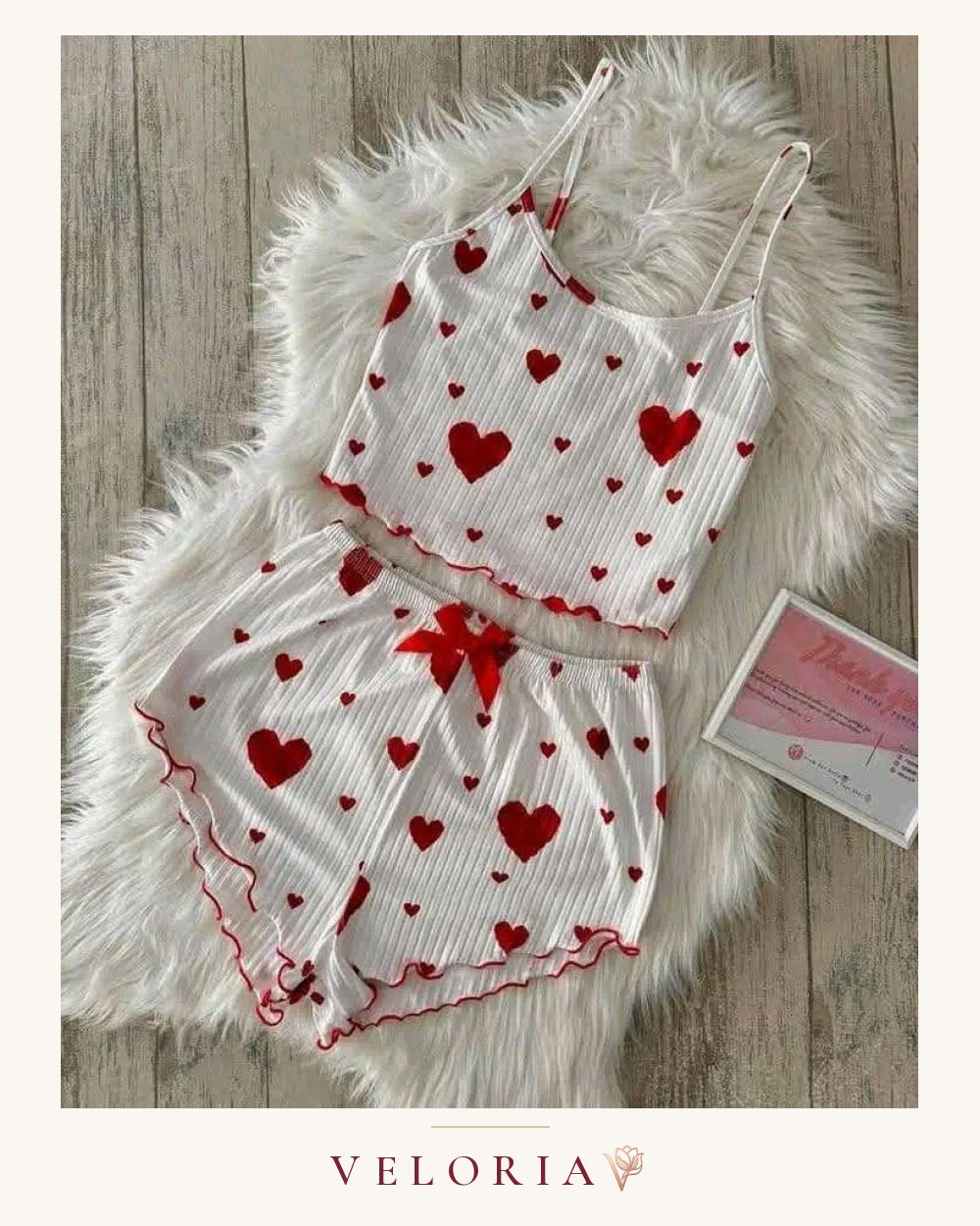 Pyjama short imprimé cœurs